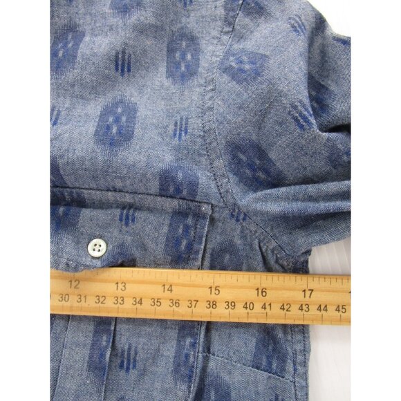 LL Bean Top 0 Signature Shirt Chambray Aztec Button Down Flap Pocket - Picture 6 of 11
